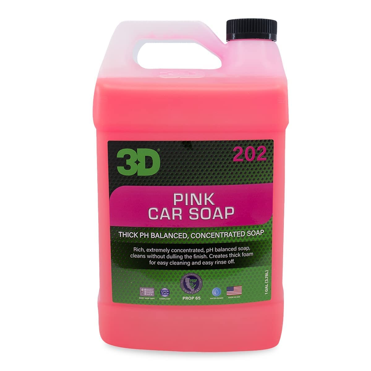 3D Pink Car Wash Soap (1 Gallon) - Ph Balanced, Easy Rinse, Scratch Free Car Soap