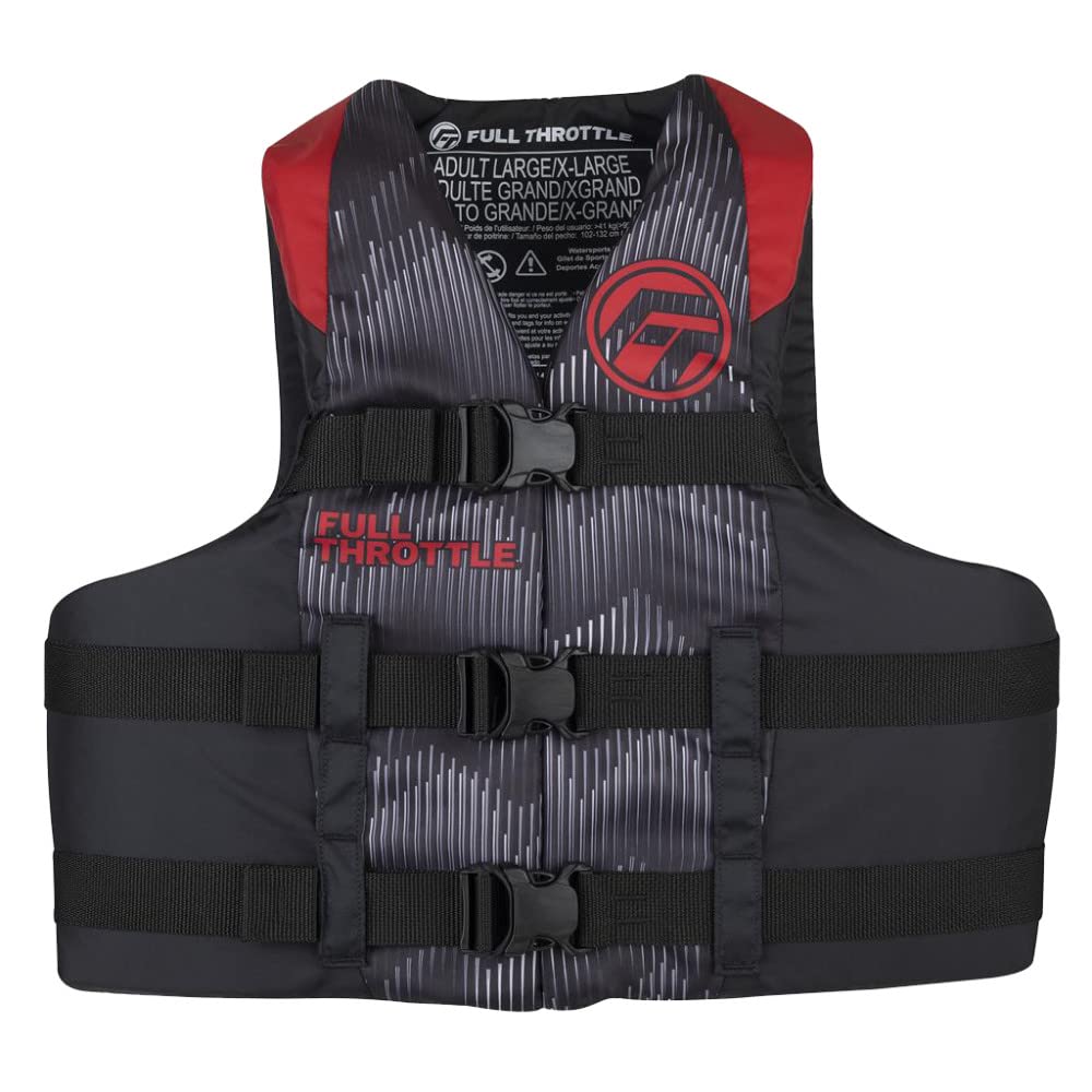 Full Throttle Adult Nylon Life Jacket, Red, 2X/4X
