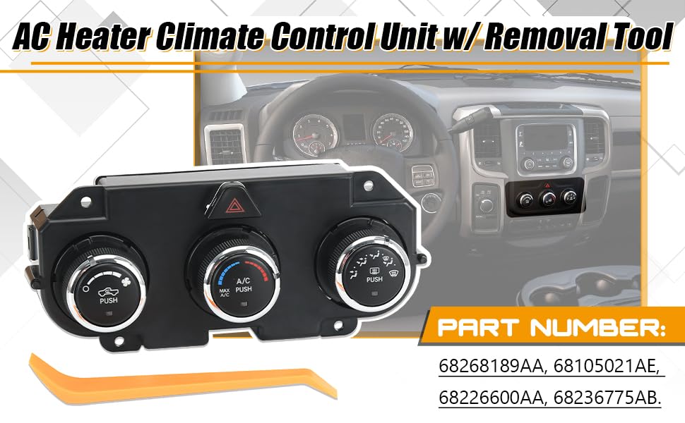 AC Heater Climate Control Unit Heat Defrost Compatible with RAM 1500 2500 3500 2013-2018 HVAC Climate Control Replace 68268189AA