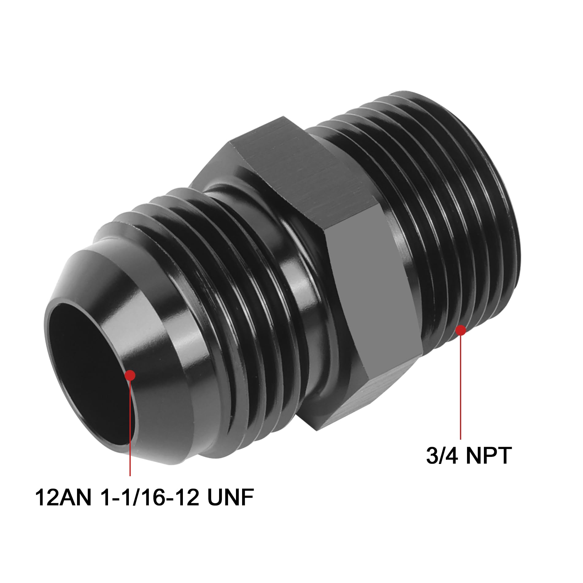 Evil Energy 12An Male Flare To 3/4'' Npt Pipe Fitting Adapter Straight Aluminum Black