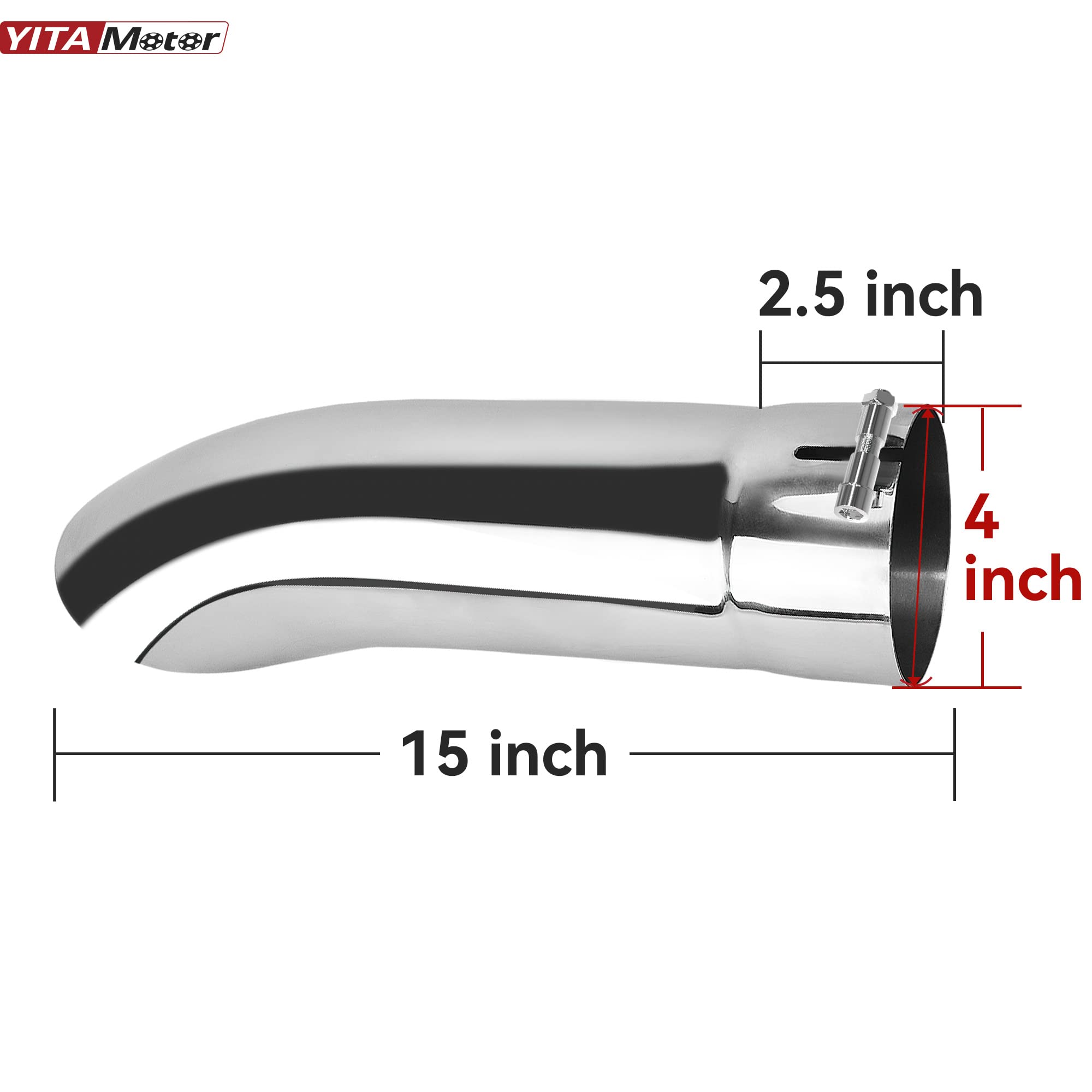 Yitamotor Turn Down Exhaust Tip 4 Inch Inlet, 4'' Outlet Polished Stainless Steel Professional Exhaust Tip Fits 4'' Outside Diam