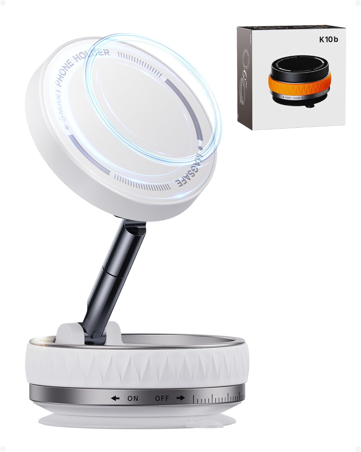 Intoval Vacuum Magnetic Phone Holder for Car, 360 Suction Cup Phone Mount with Snaplock Tech, Adjustable Magnet Stand for Your C