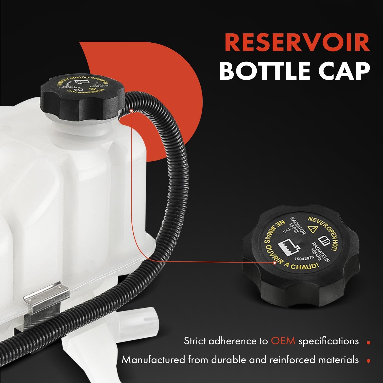 A-Premium Coolant Overflow Recovery Reservoir Tank [W/Sensor & Cap] Compatible With Chevrolet Silverado 1500 2500 3500, Suburban, Tahoe & Gmc Sierra, Yukon & Cadillac Escalade, Replace# 15203949