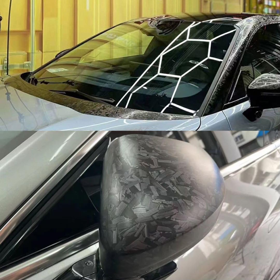 Lypumso Matte Black Forged Carbon Fiber Vinyl Wrap Roll, Anti-Wrinkle Bubble Free Replacement Car Sticker, Premium Self Adhesive