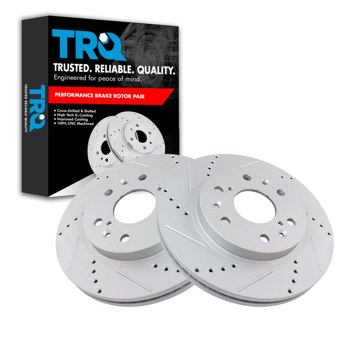 Trq Front Performance Brake Rotor Drilled Slotted Pair Set For Avalanche/Escalade/Express 1500 / Savana 1500 / Sierra 1500 / Sil
