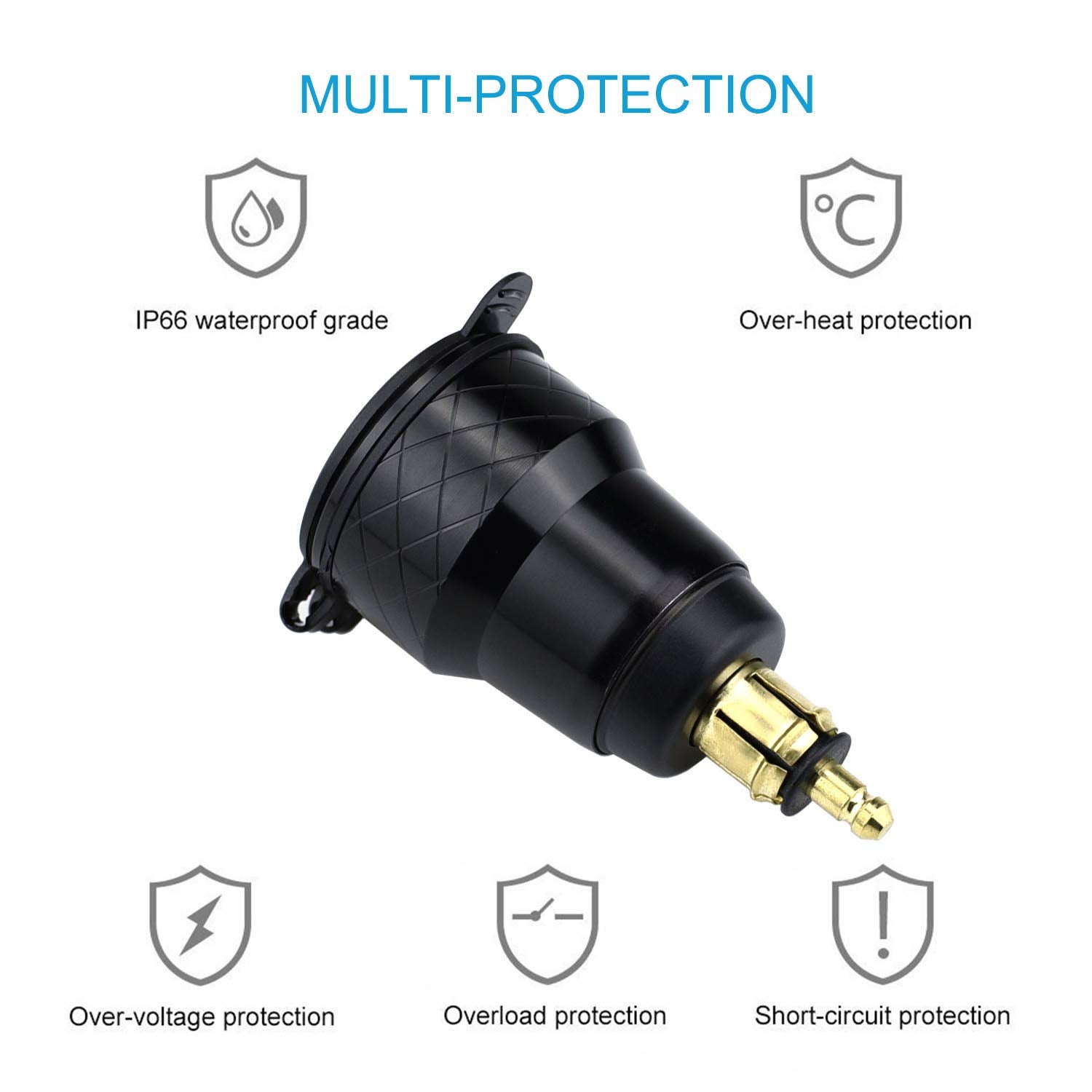 Cllena Din Hella Plug To Dual Quick Charge 3.0 Usb Charger Adapter With Led Voltmeter For Bmw Motorcycle (Green)