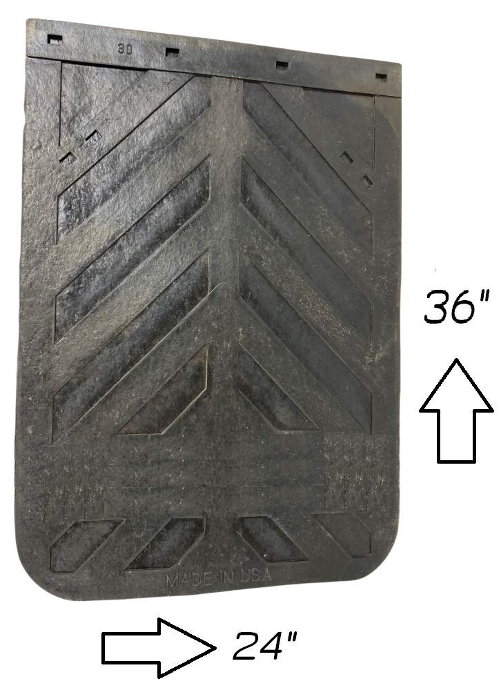 Black Semi Truck and Trailer Mud Flaps - Chevron 24 x 36 Heavy Duty Rubber Pair