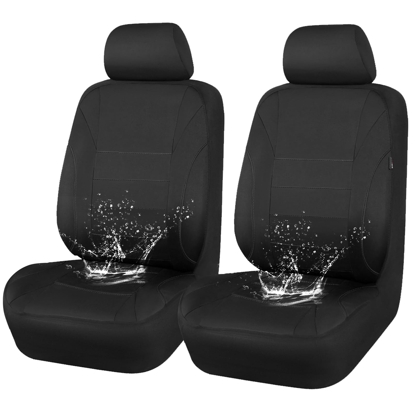 Car Pass Neoprene Eva Waterproof Car Seat Covers Front Seats Only, Universal Fit For Suv Vehicles Automotive With 5Mm Composite Eva Inside,Airbag Compatible (Two Seats 6Pcs, Black And Black)