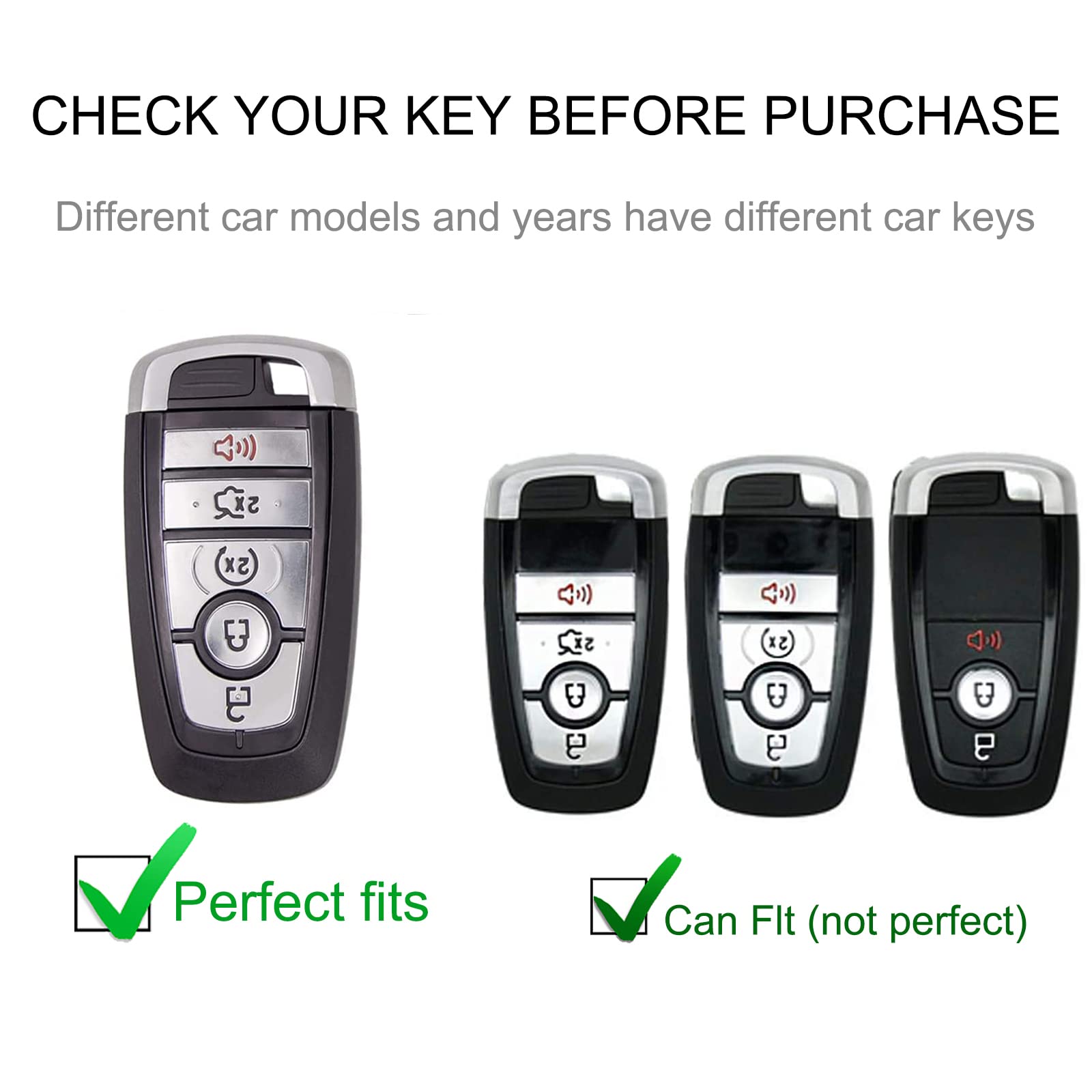 Cacarlike For Ford Key Fob Cover With Key Chain, Car Key Fob Case Compatible With Ford Edge Escape Expedition Explorer Fusion Mu