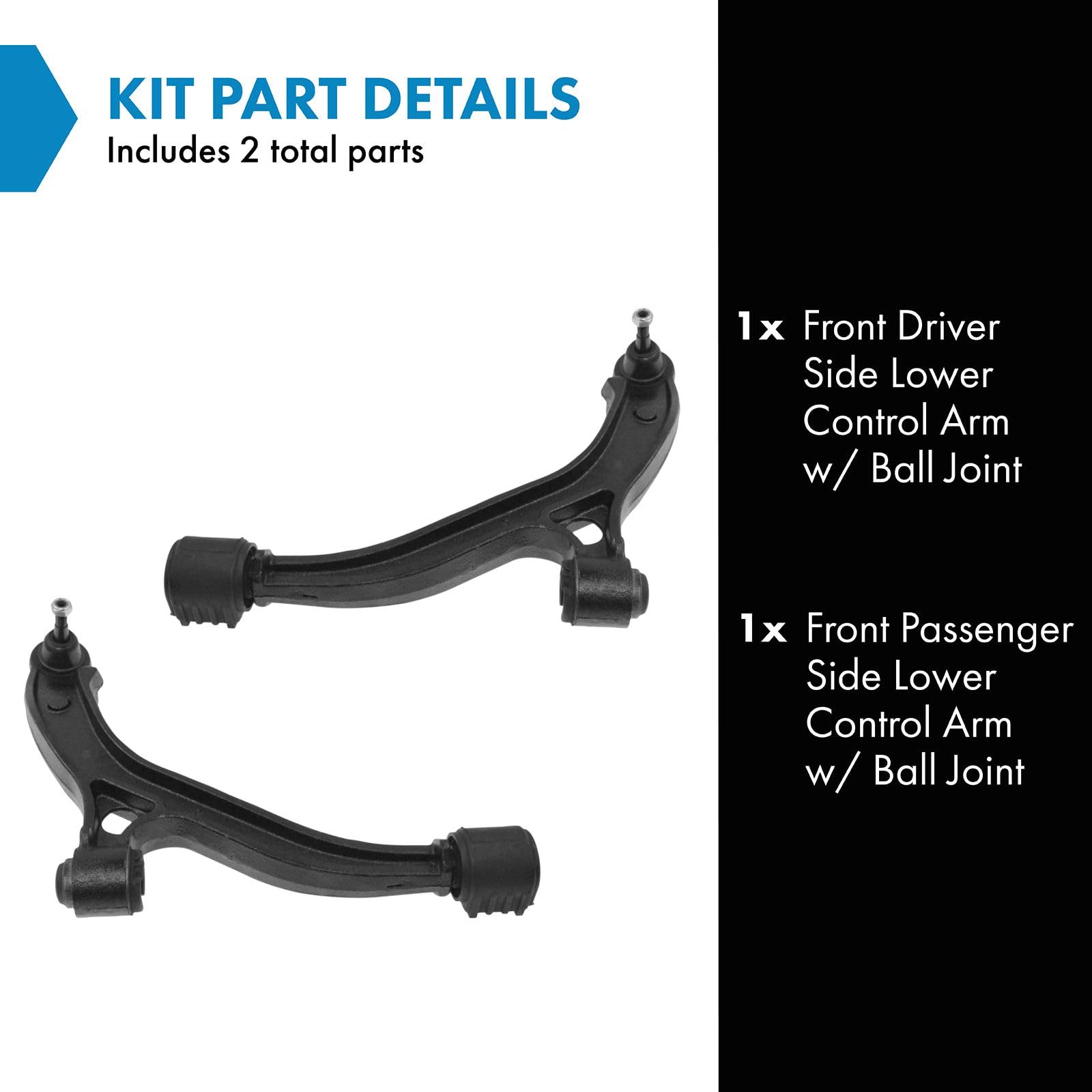 Trq Front Lower Control Arm With Ball Joint Set Compatible With 2001-2007 Chrysler Town & Country 2001-2003 Voyager Dodge Carava