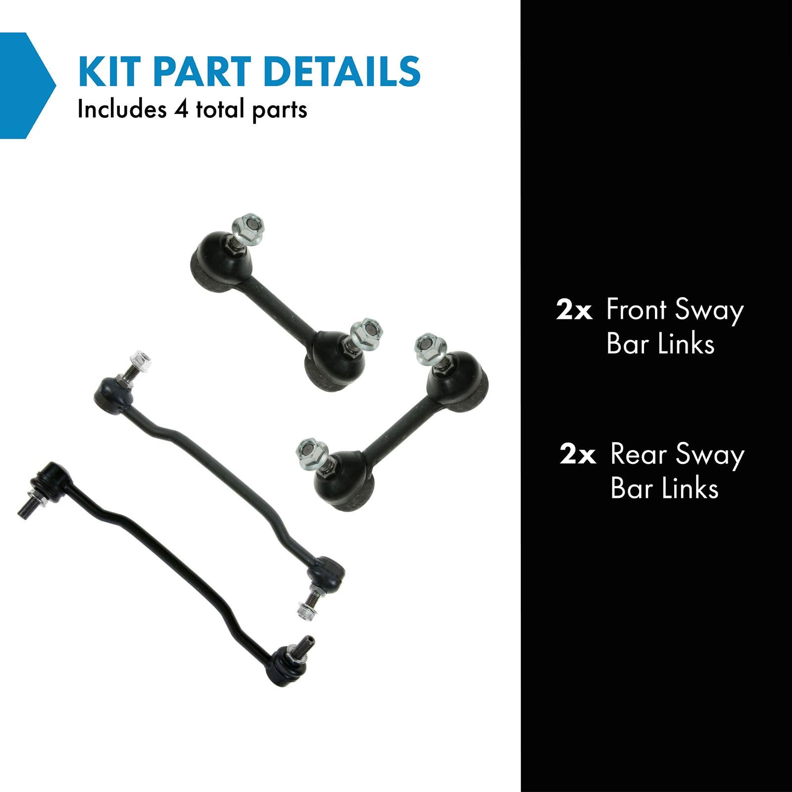 Trq Front & Rear Sway Bar Stabilizer Link Set Compatible With 2002-2006 Nissan Altima 2004-2008 Maxima