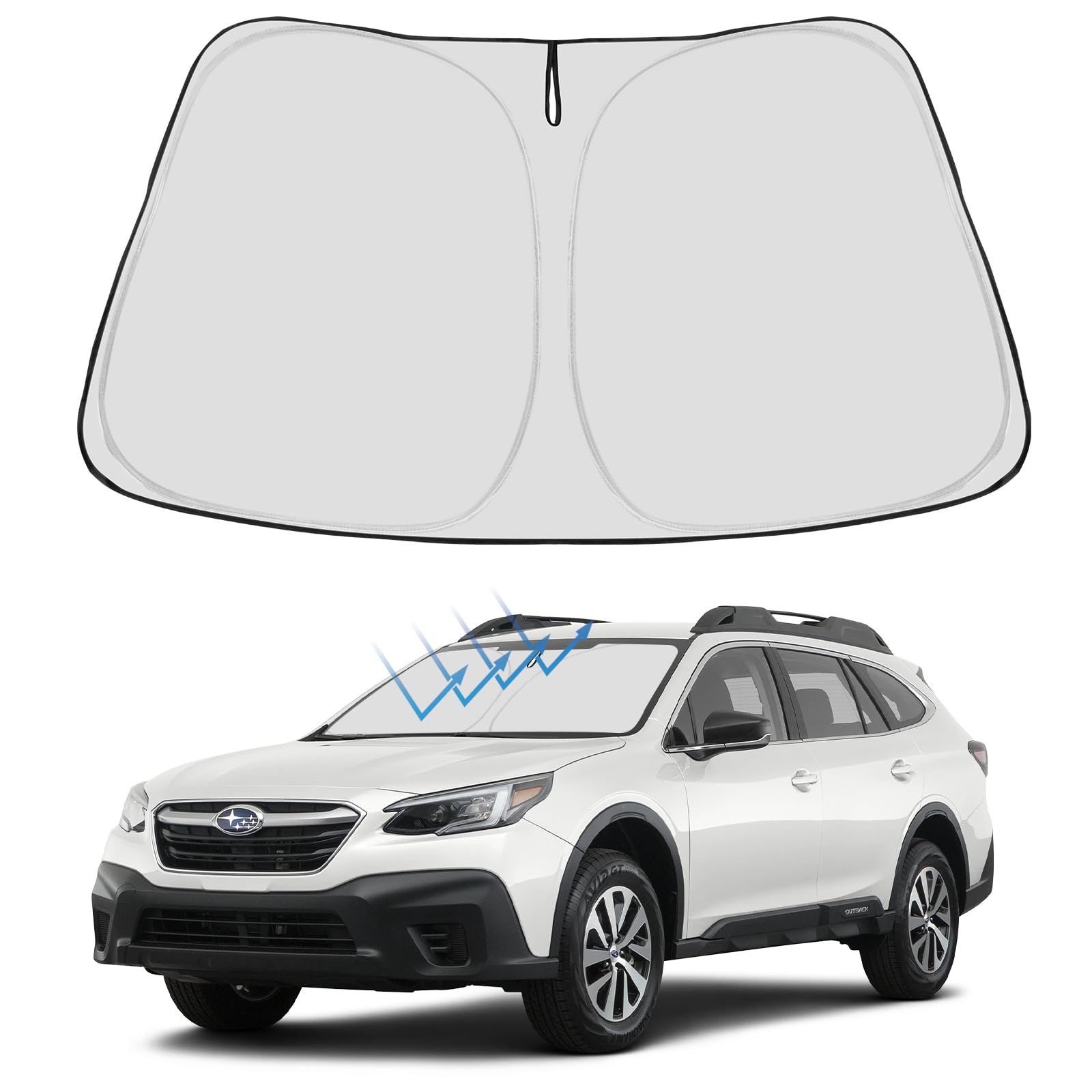 Proadsy Custom Fit Subaru Outback 2020-2024 2025 Windshield Sun Shade 4-Layer Foldable Front Sunshade Protector Sun Visor Blocks