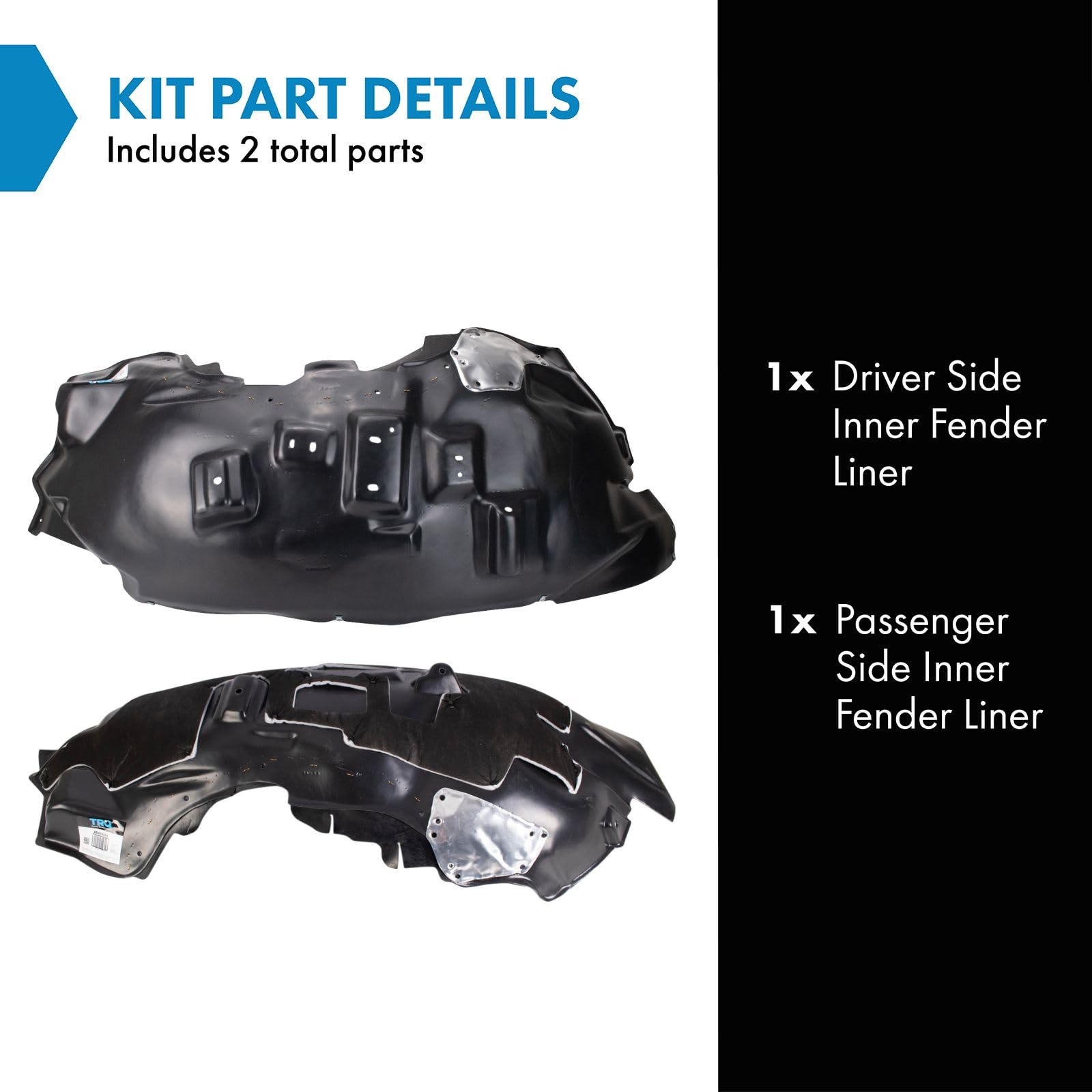 Trq Inner Fender Liner Set Compatible With 2018-2020 Ford F-150 Fo1248162 Fo1249207