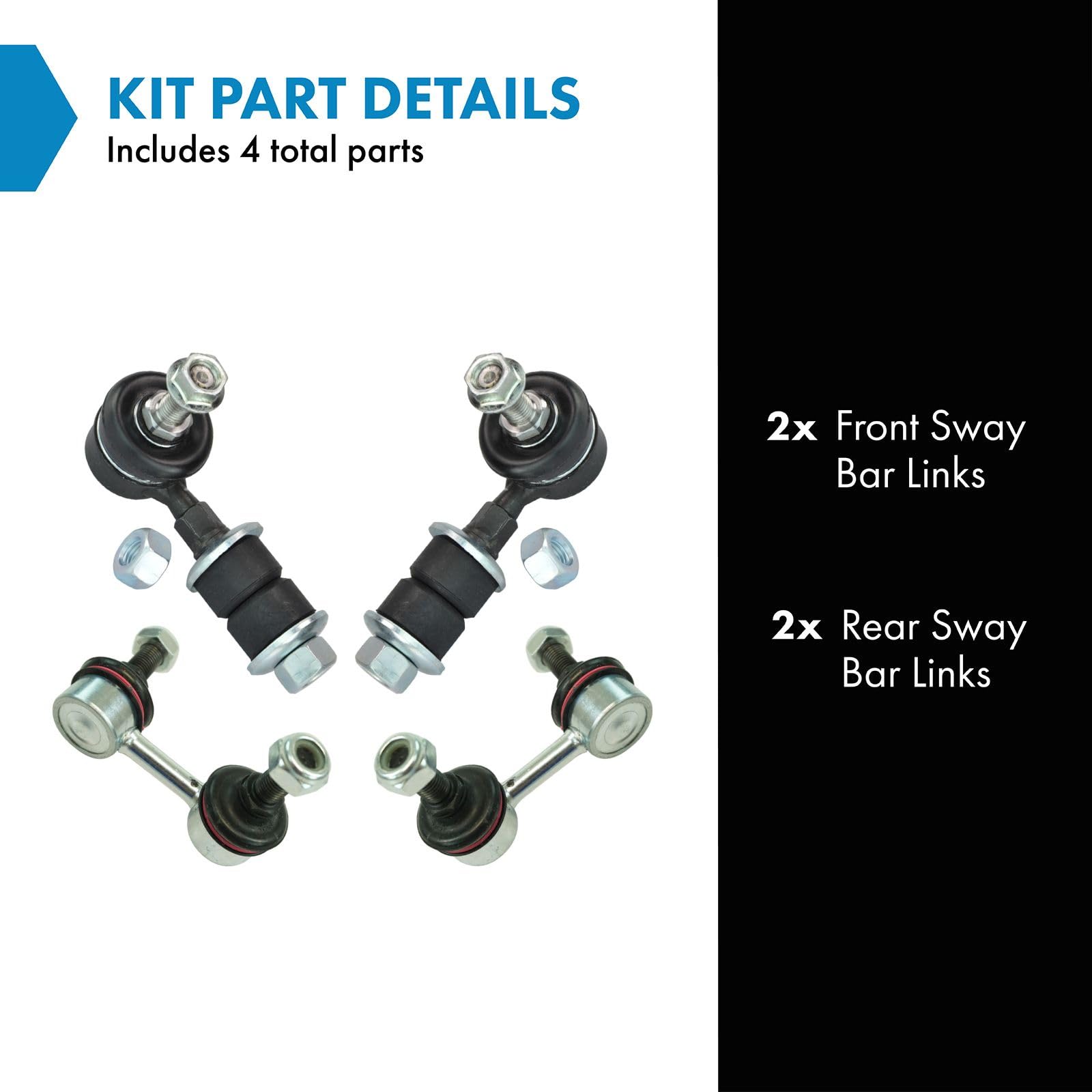 Trq Sway Bar Stabilizer Link Set Front & Rear Compatible With 03-06 Outlander