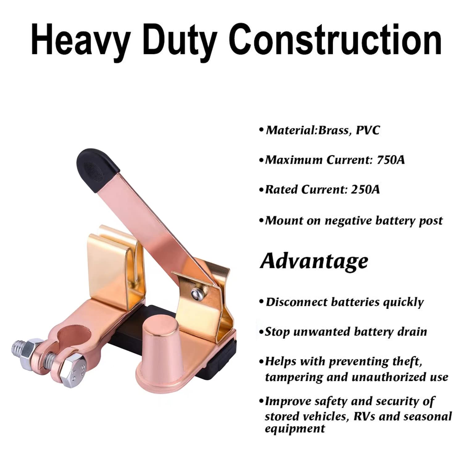 Top Post Knife Blade Master Switch, 12V 24V Battery Disconnect Switch For Auto Car Rv-Marine Boat Truck Vehicle, Battery Cut Off