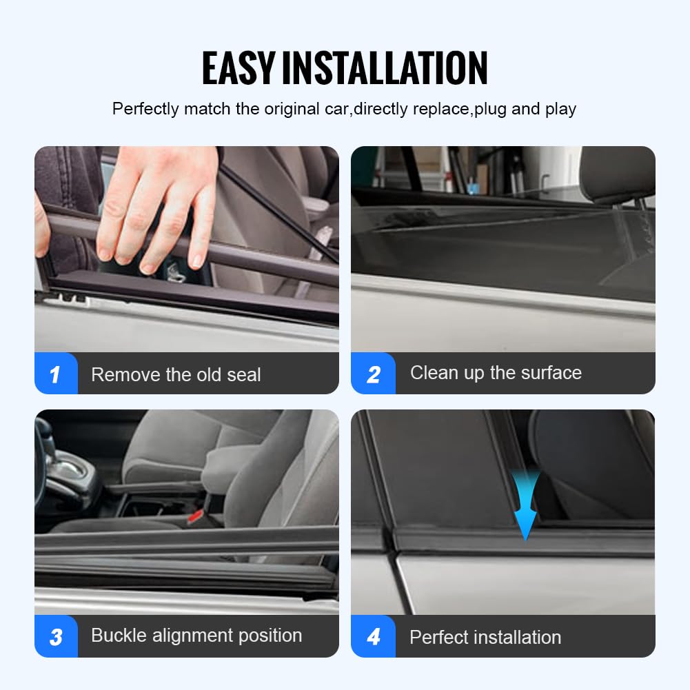 Newsmarts 4 Pcs Car Door Window Weather Stripping Moulding Trim Seal Belt Replacement Weatherstrips For Toyota For Rav4 2009-201