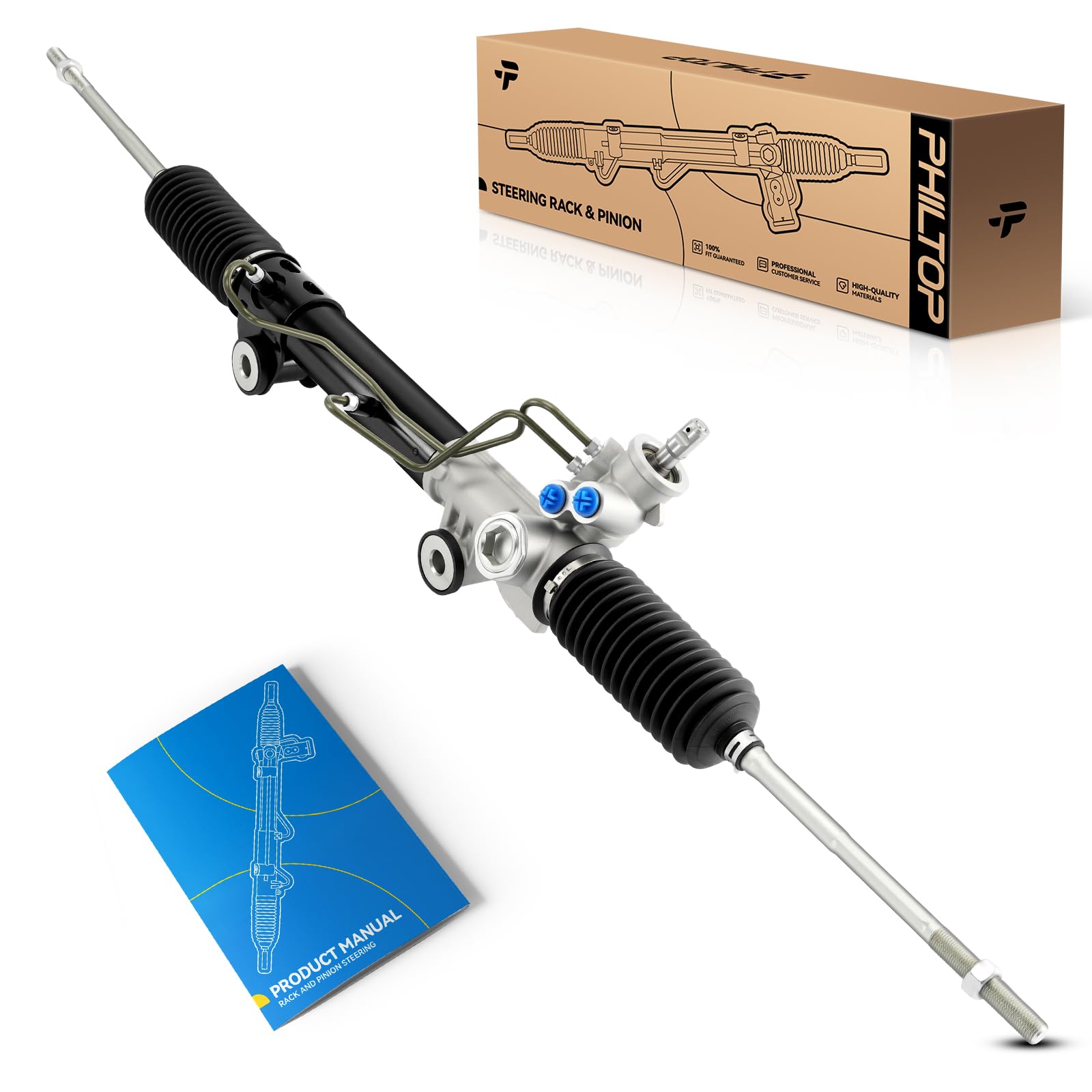 PHILTOP Power Steering Rack and Pinion Compatible with Dodge Dakota 97-03 3.9L/00-04 4.7L/2004 3.7L/97-99 5.2L/97-02 2.5L/98-03 