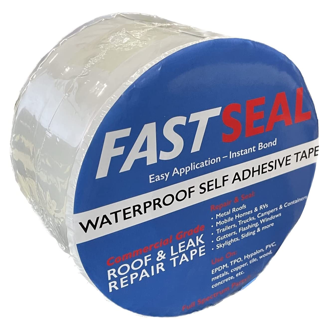FastSeal RV Roof Tape, 4'' x 25' White, RV Sealant Tape for Camper Roof Repair, Trailer Roof Sealant, Stop Camper Roof Leaks, UV