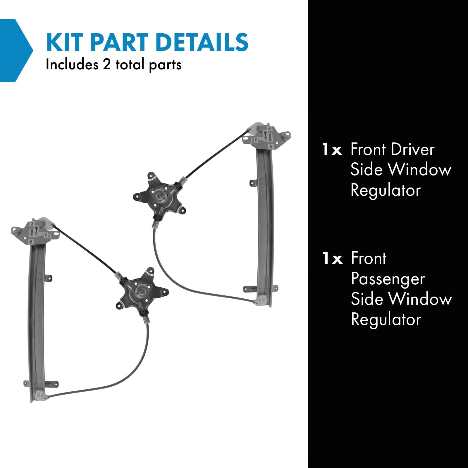 Trq Front Manual Window Regulator Set Compatible With 1998-2004 Nissan Frontier 2000-2004 Xterra