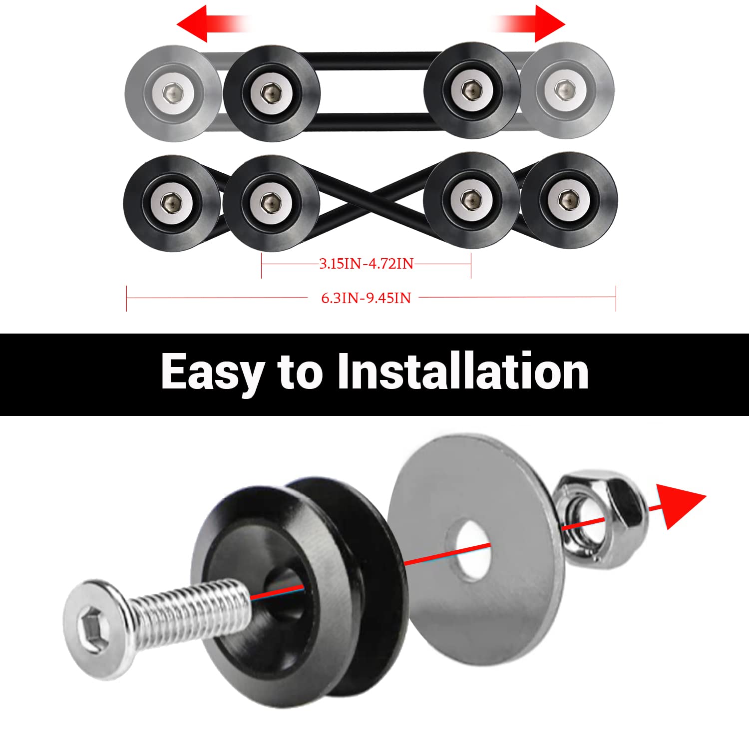 Ouzorp Bumper Trunk Quick Release Fastener Kit - Black Front & Rear Bumper Accessories