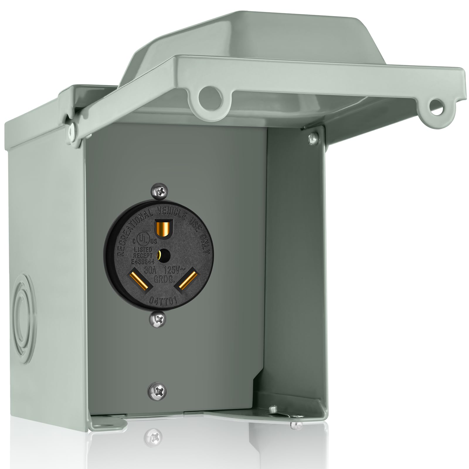 Welluck 30 Amp Rv Power Outlet Box, 125 Volt Nema Tt-30R Rv Receptacle, Enclosed Lockable Outdoor Electrical Panel Weatherproof