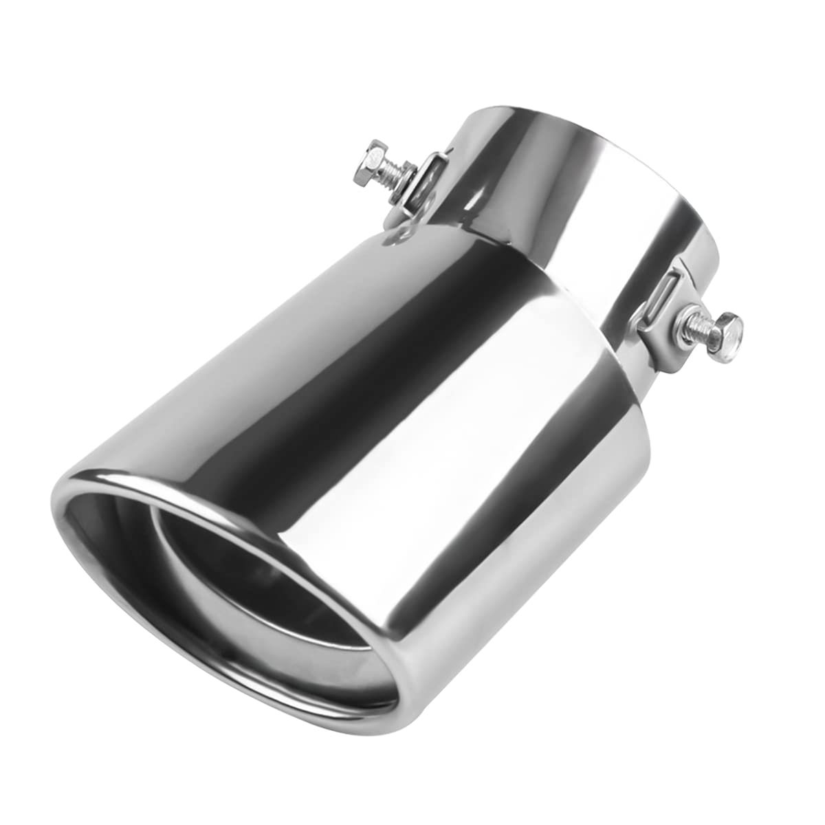 Stainless Steel Car Exhaust Tip, 2.5 To 3.3 Universal Car Exhaust Pipe Modification Tail Throat Tail Pipe, Steel Exhaust Tips Chrome-Plated Finish Tailpipe (Silver/B Style)