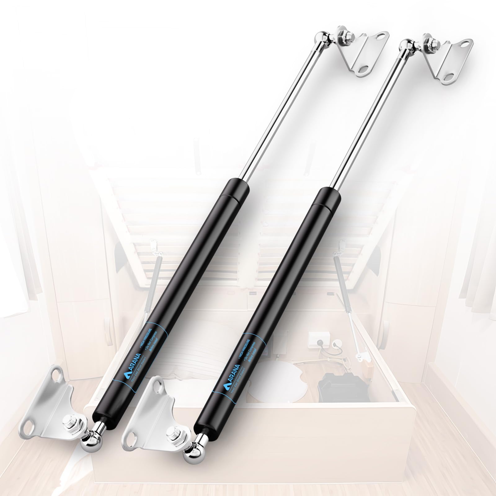 Arana 28 Inch 67 Lb Gas Struts Shock Prop, 28'' 298N/67Lb Gas Struts Lift-Support With L-Type Mounting Brackets For Rv Bed Tv Ca
