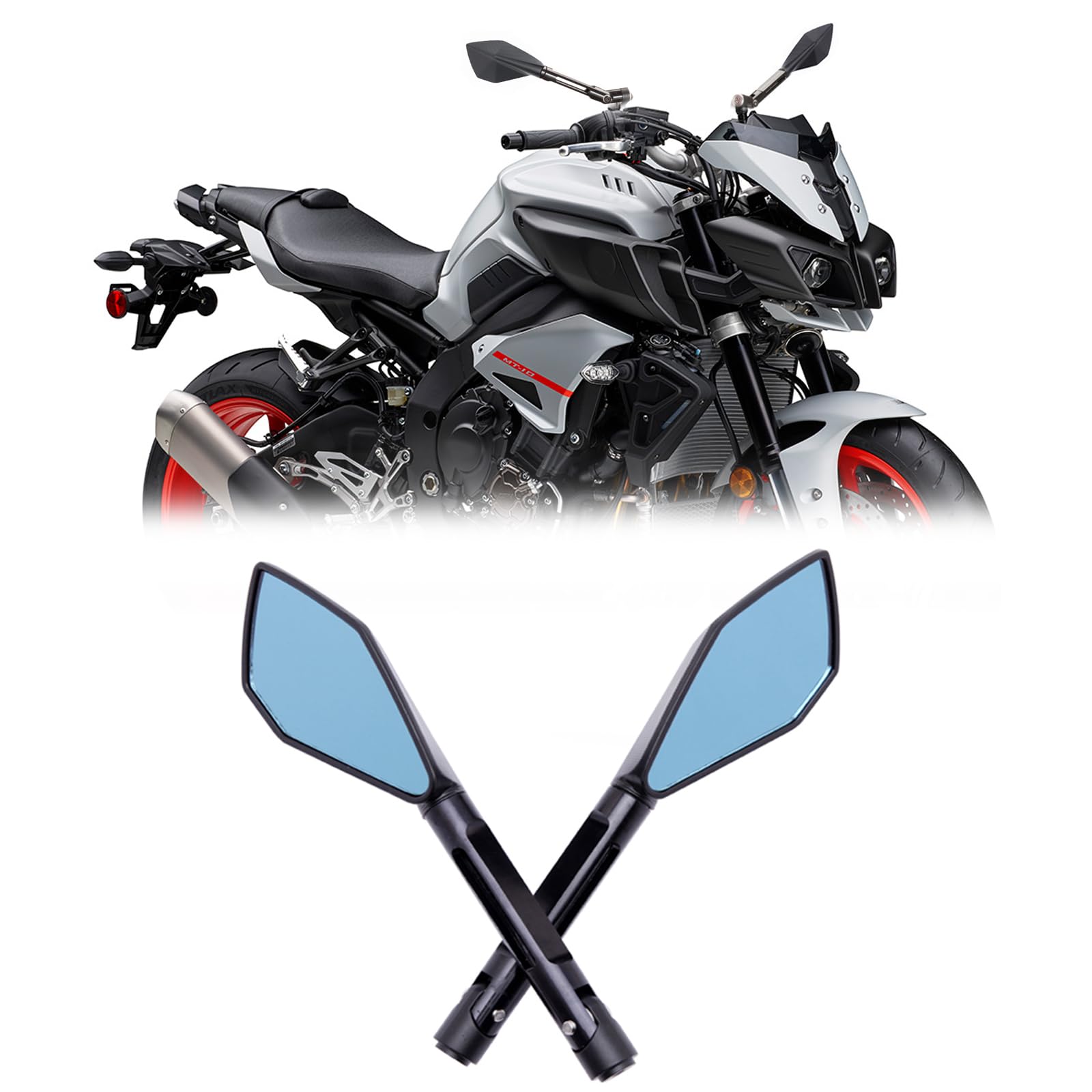 JMTBNO Universal Aluminium Motorcycle Handlebar End Mirror, 8mm 10mm Motorcycle Side Rearview Mirrors for Street bike Sport bike