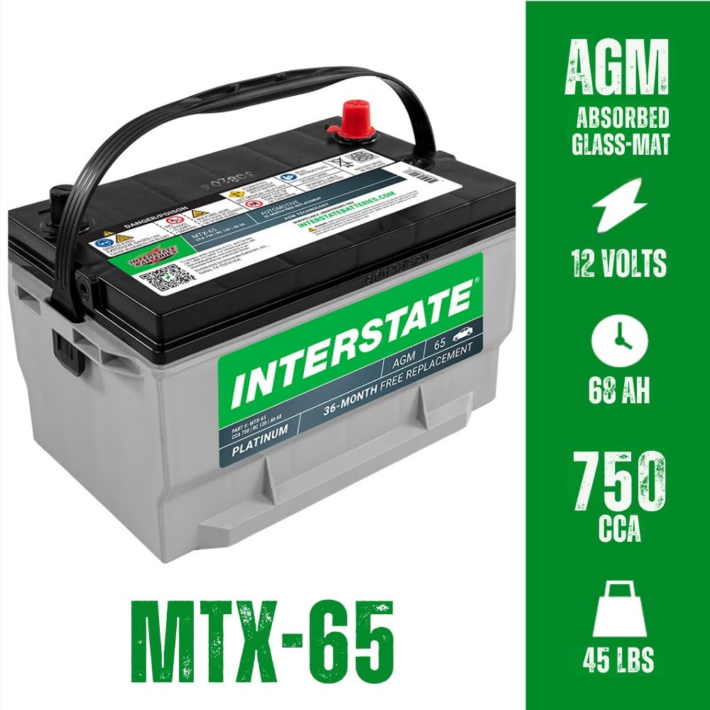 Interstate Batteries Automotive Battery 12V 68Ah (Group Size 65) 750CCA SLI AGM Auto Battery Replacement for Cars, SUVs, Sedans,