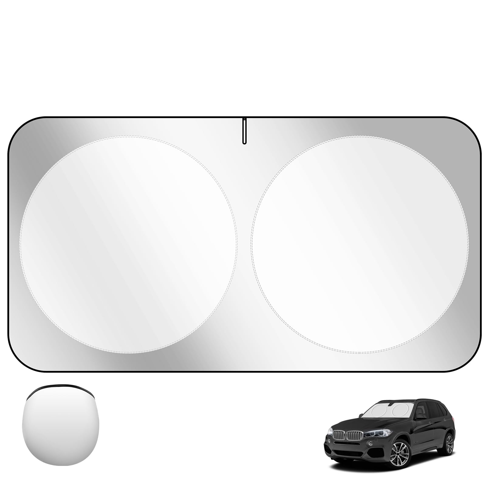 Kboise 2025 Upgrade Universal Car Windshield Sun Shade, Innovative No-Light-Pass Technology For Maximum Protection, Foldable Cut