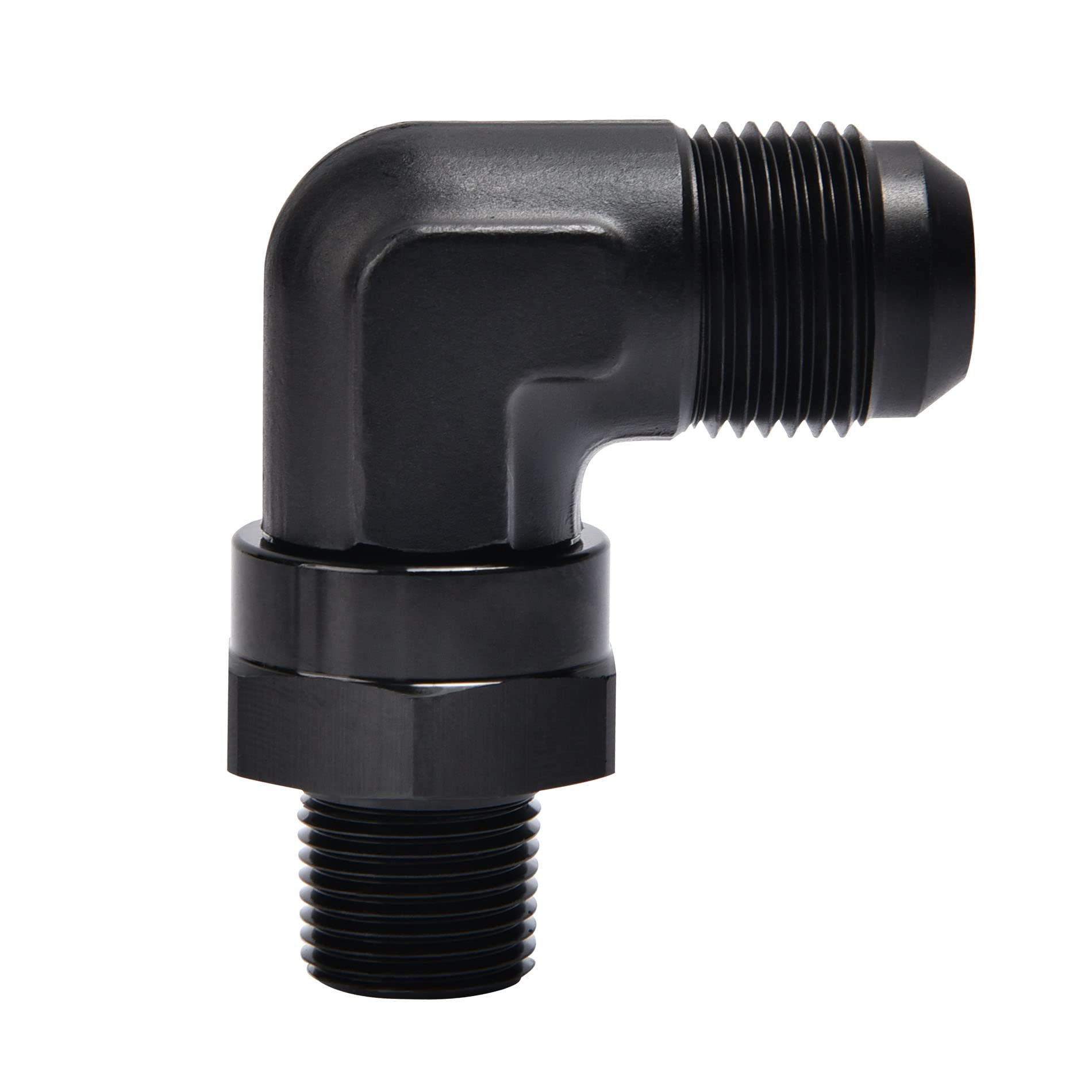 Evil Energy 10An Male Flare To 3/8 '' Npt 90 Degree Swivel Fitting Adapter Aluminum Black