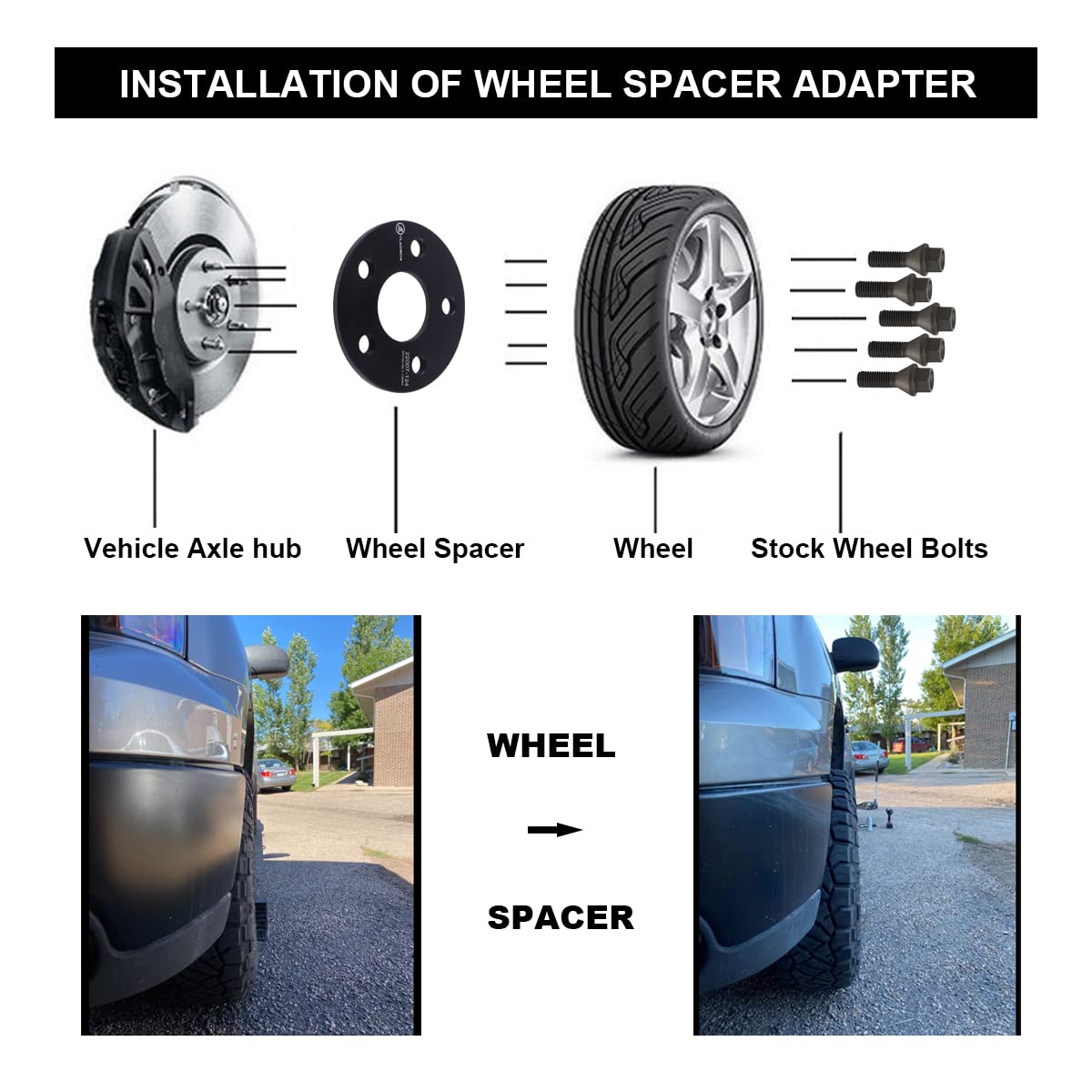 Vlaoschi Black 5X112 Hubcentric Wheel Spacers (No Lip 66.56Mm Bore) 1/4 Inch (6Mm) Compatible With Benz Bmw-Audi 5 Lug For A4 A5