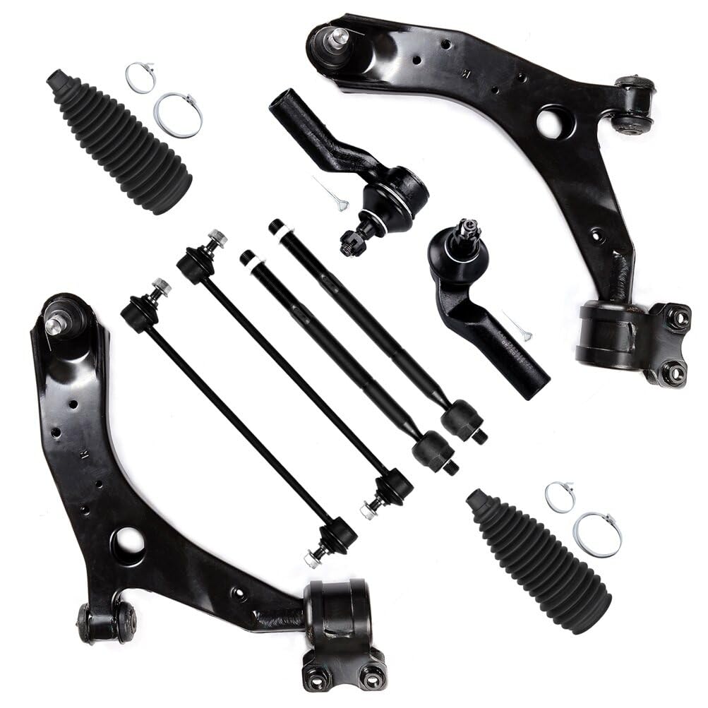 Scitoo 10Pcs Front Suspension Kit Lower Control Arm And Ball Joint Outer Inner Tie Rod End W/Boot Sway Bar End Link Replacement For 2004-2009 For Mazda 3 2006-2010 2012-2017 For Mazda 5