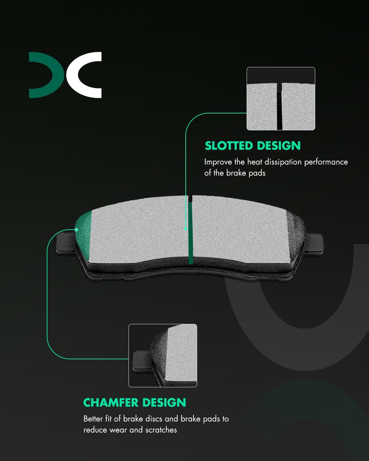 Scitoo D757 Rear Semi-Metal Brake Pads Sets - Fit For Ford Excursion 2000-2005, F-250 Super Duty 1999-2004, F-350 Super Duty 199