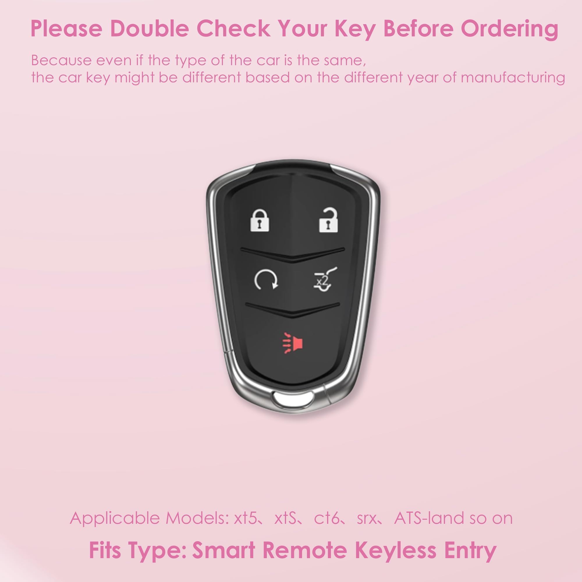 Meruns for Cadillac key fob cover with Diamond Bling Keychain, Car Accessories Key Shell Full Protection for Cadillac Escalade S