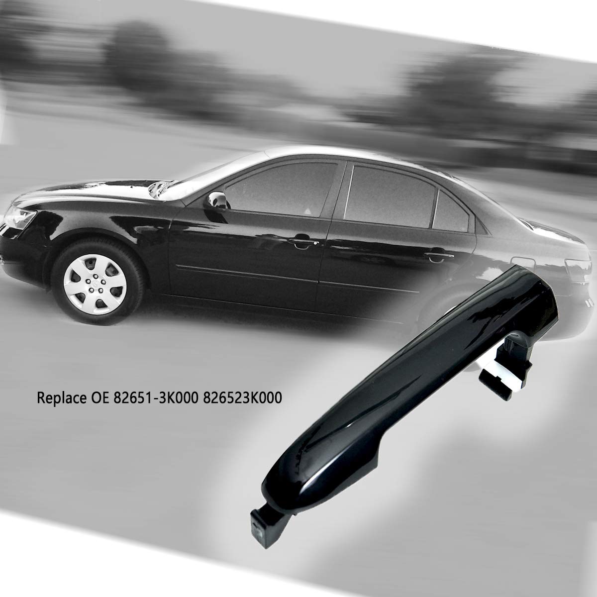 Ymhhefy Door Handle Compatible For Hyundai Sonata 2005 2006 2007 2008 2009 2010 82651-3K000 826513K000 Outside Exterior Black Fr