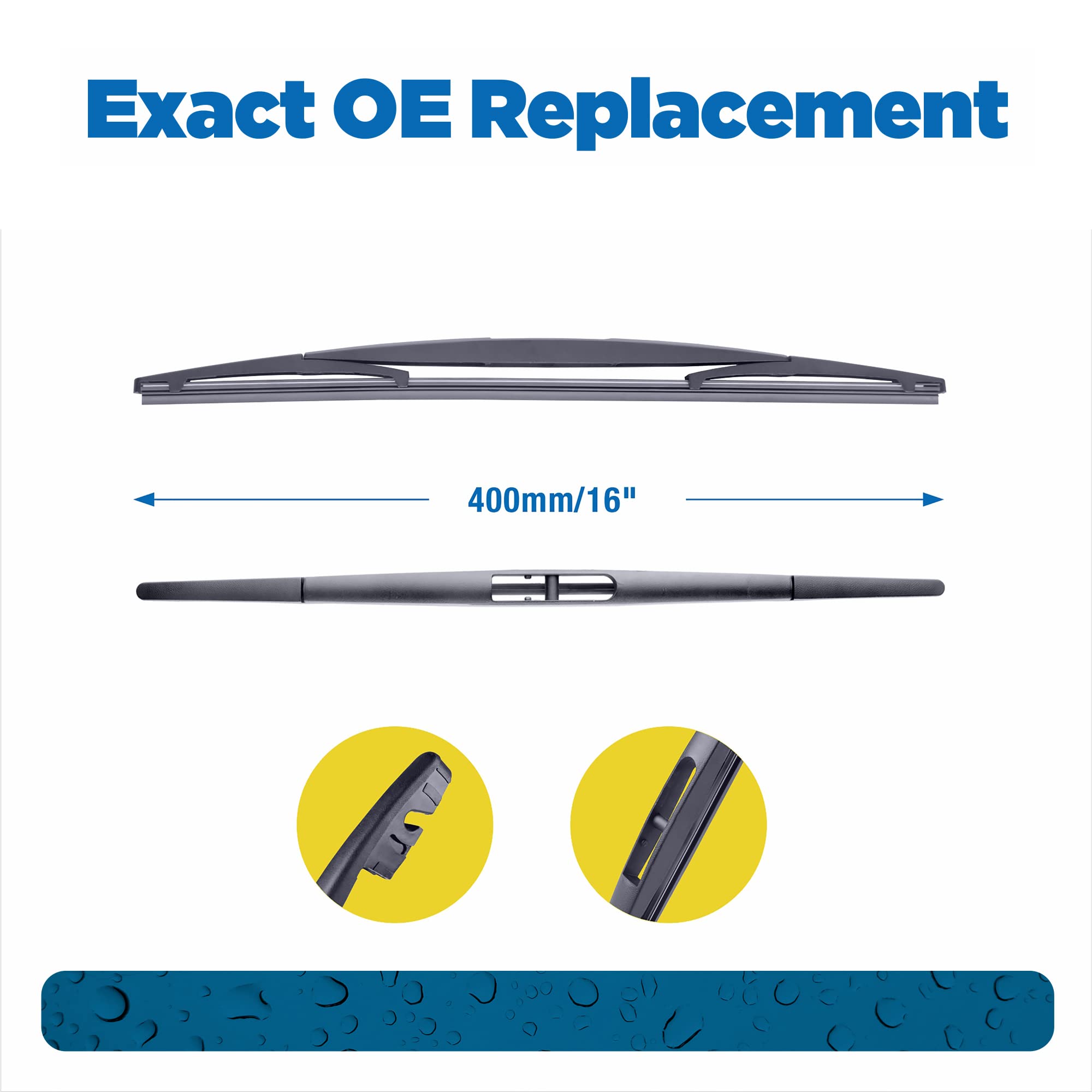 16'' Rear Wiper Blade Replacement For Honda Odyssey 2023-2005,Passport 2023-2019 Subaru Outback 2022-2020,Impreza 2011-2009 Back