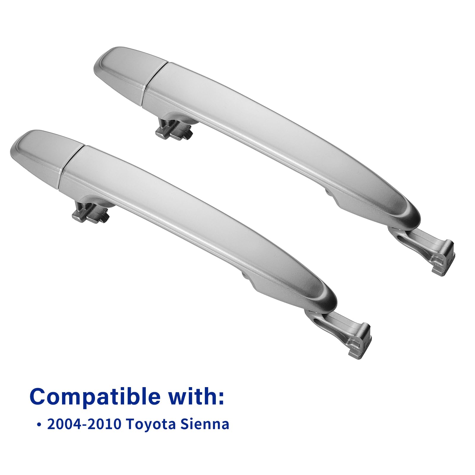 Lcyolada 2Pcs Sliding Door Handle Compatible With Toyota Sienna 2004-2010, Rear Left & Right Side 69213-08020 69227-08040,Silver