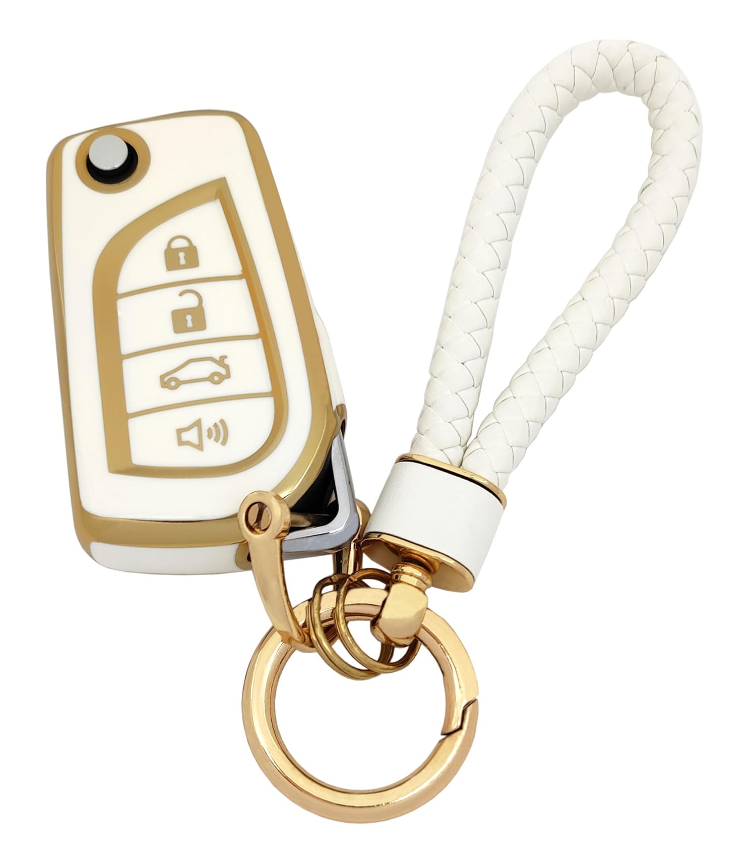 Arruweer Key Fob Cover For Toyota Soft Tpu Flip Key Fob Case Holder Protector Compatiable With Avalon Camry Corolla Fortuner Hig