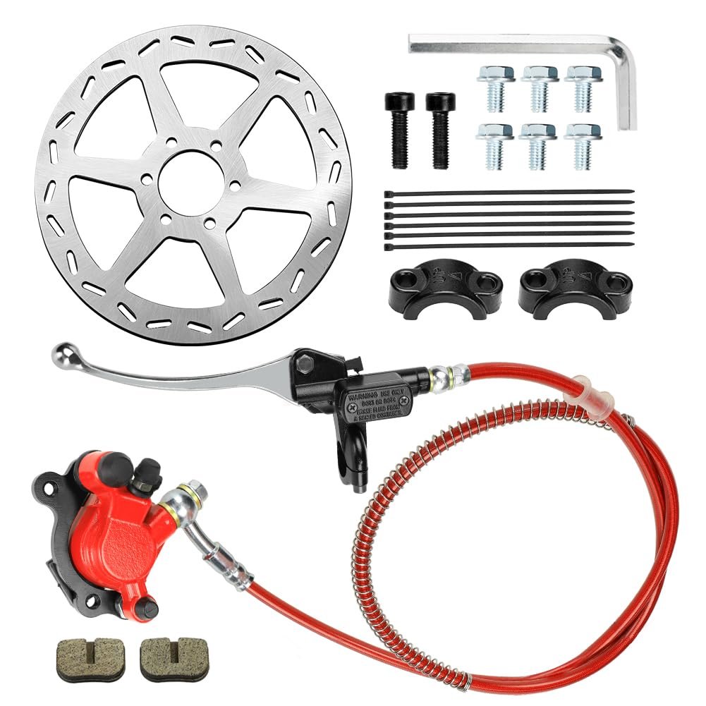 Fvrito Upgraded Mini Bike Hydraulic Disc Brake Kit For Baja Db30 Doodle Bug Blitz Dirt Bug Racer 97Cc 79Cc Predator 2.8Hp Engine With 180Mm Brake Disc Rotor Master Cylinder Caliper Pads Assembly Parts