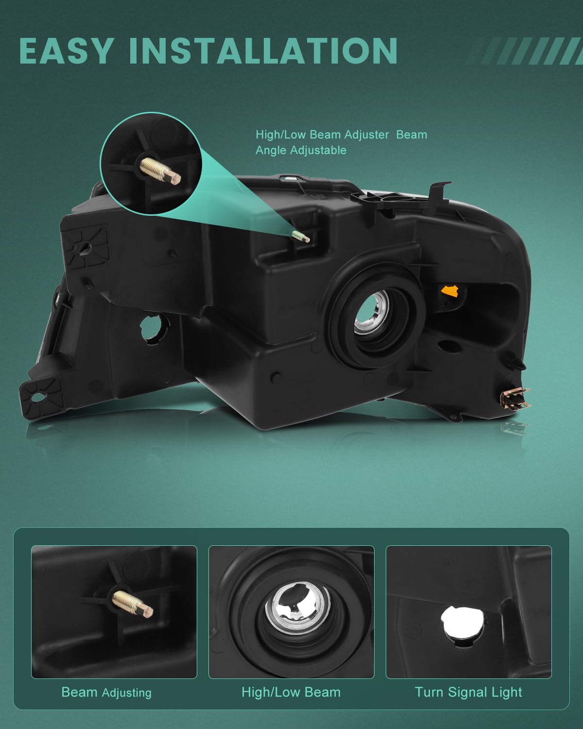 Scitoo Headlight Assembly Fits For Ford For F-150 2004-2008,For Lincoln Mark Lt 2006-2008 Headlamp In Chrome Housing Amber Reflector Clear Lens