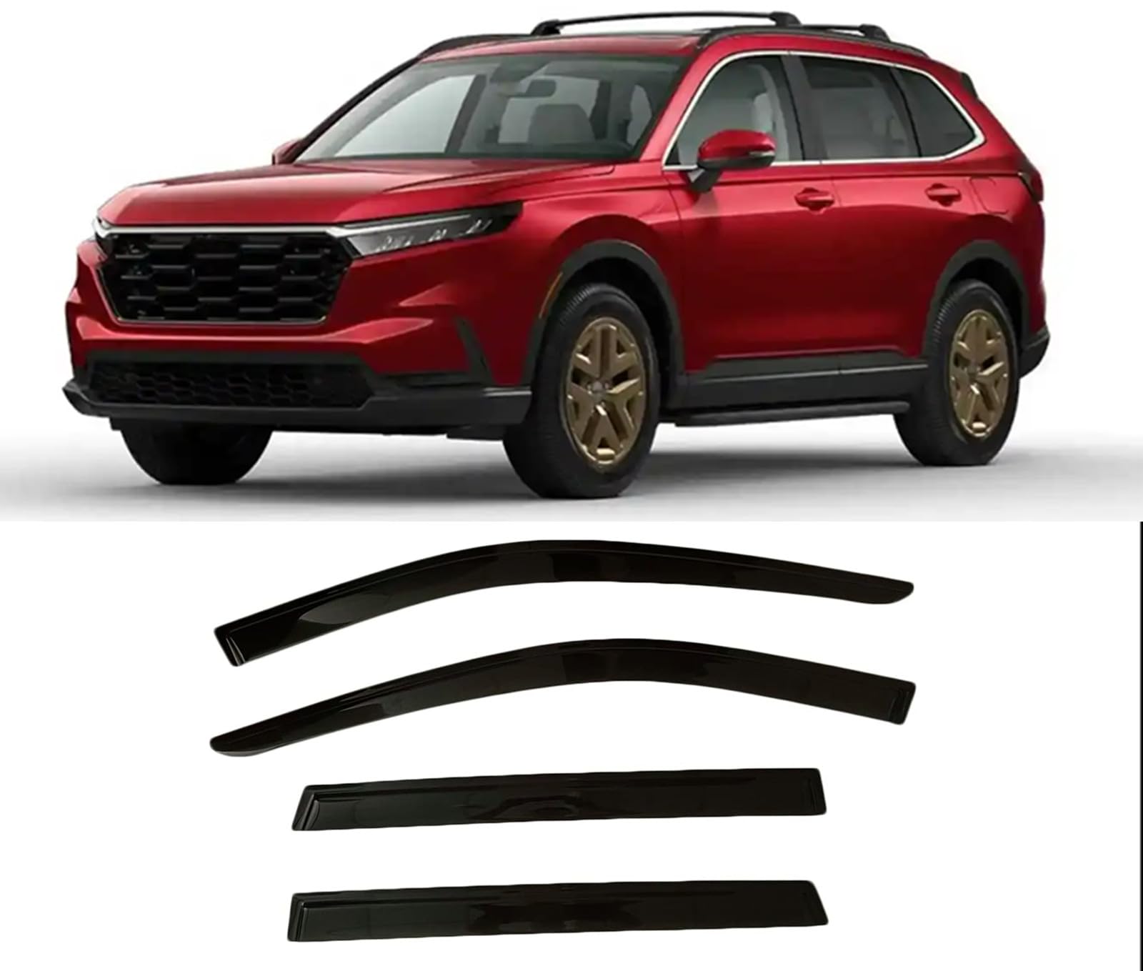 Zzdsnj Tape-On Window Visors 4-Piece For 2023-2025 Honda Crv Cr-V Sun Rain Guards Shield Shade Smoke