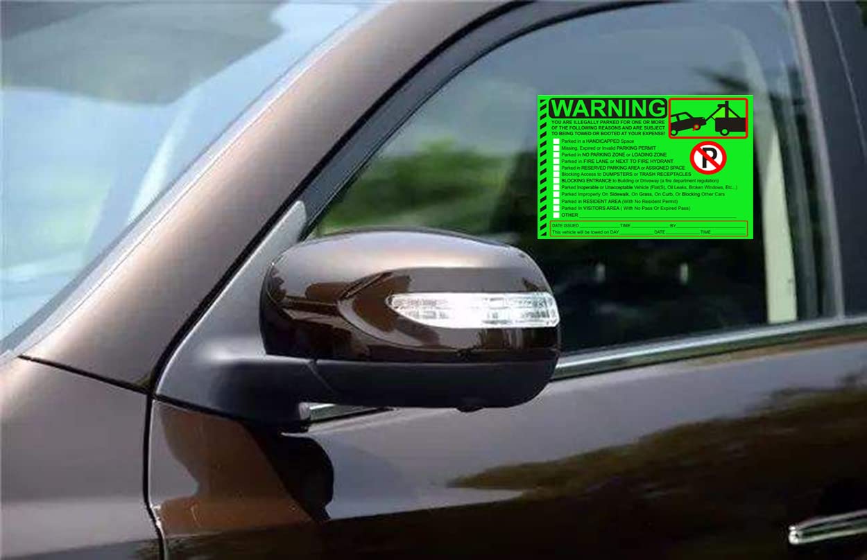 Parking Violation Sticker Tow Stickers For Car Vehicle 50 Pcs Private Parking Warning Stickers Adhesive Car Window Fluorescent L