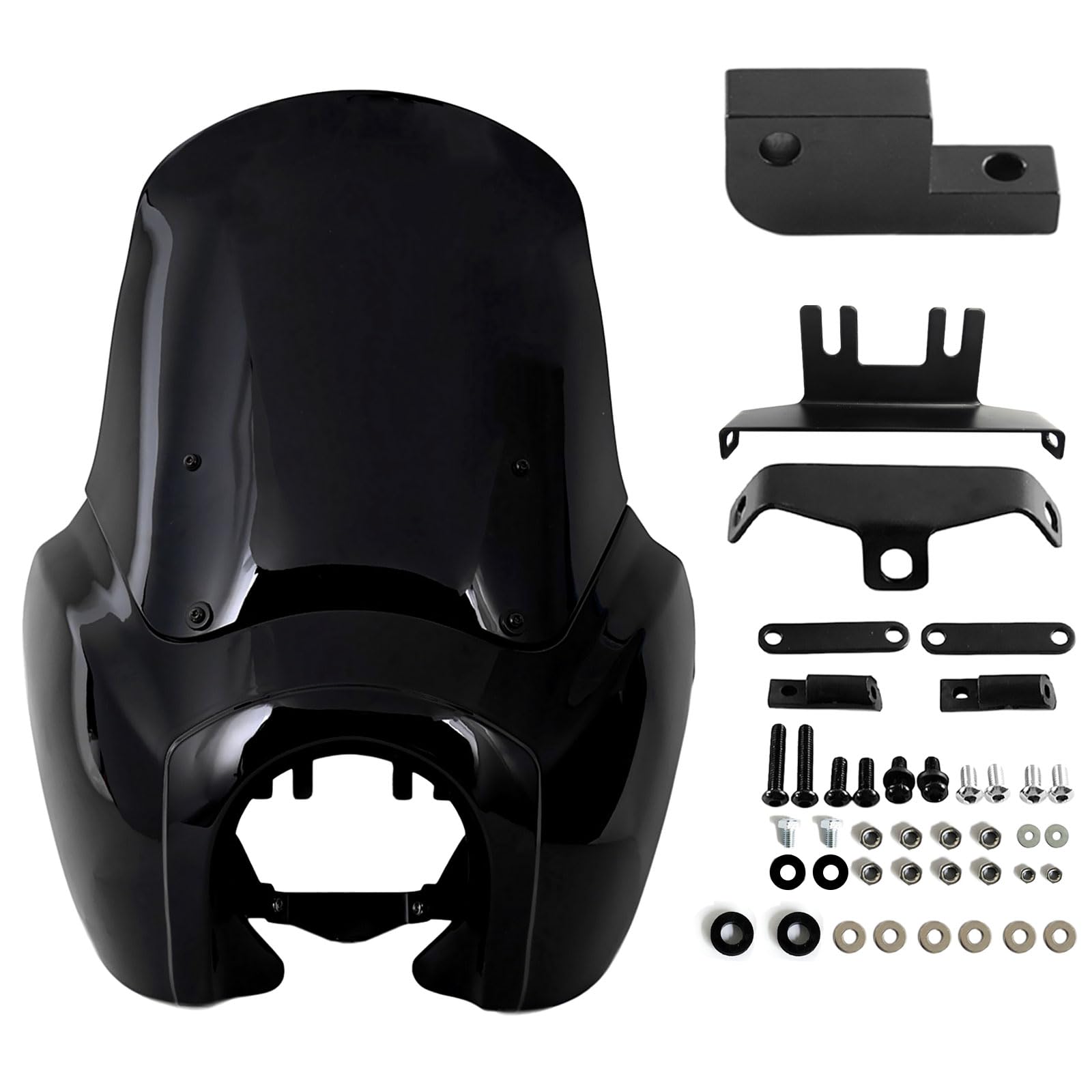 Fatecim Headlight Fairing With 15'' Blackout Windshield Windscreen For Harley Dyna T-Sport Fxdxt Fxd Fxdc Fxdb Fxdl Fxdls
