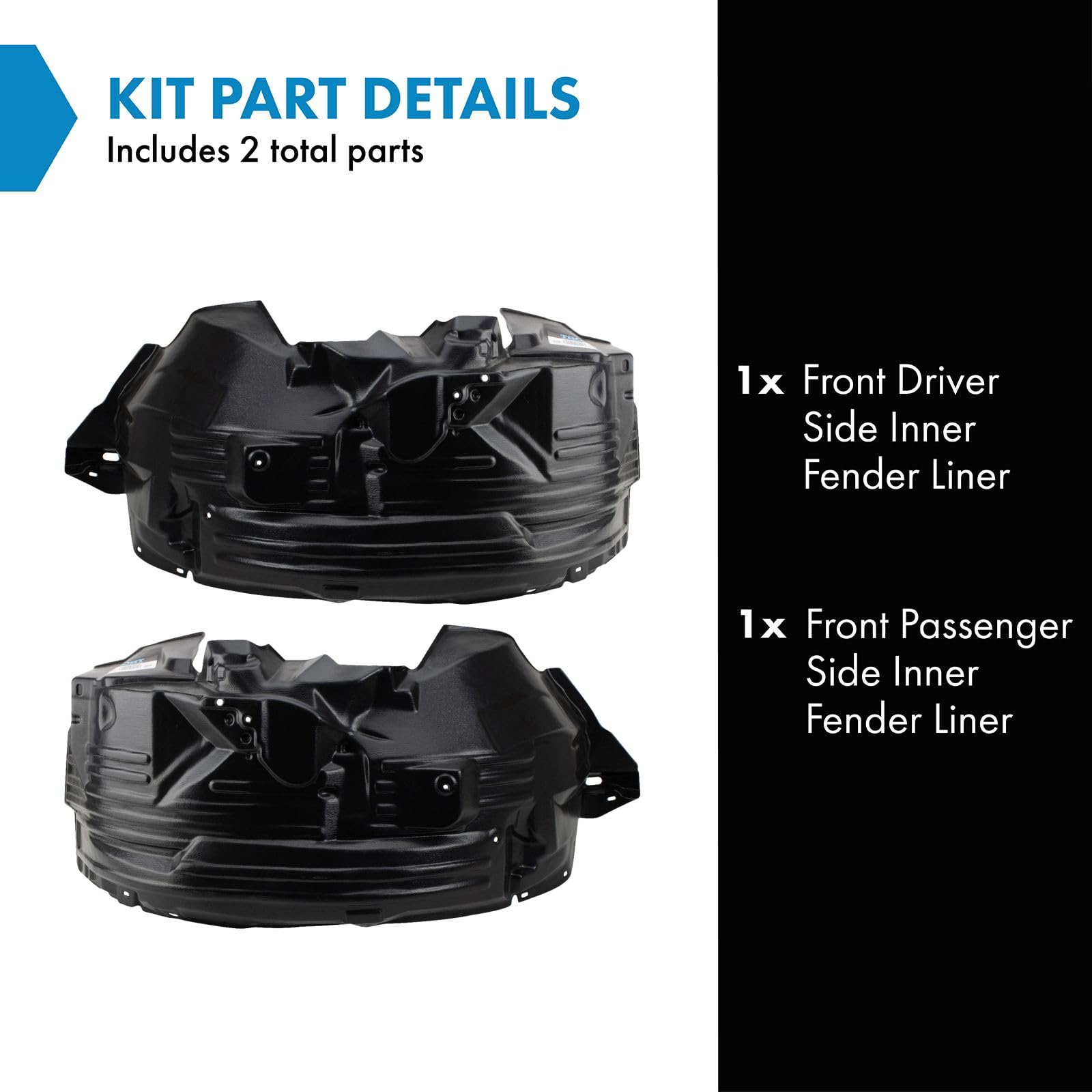 Trq Front Inner Fender Liner Set Compatible With 2005-2019 Nissan Frontier Ni1250127 Ni1251127