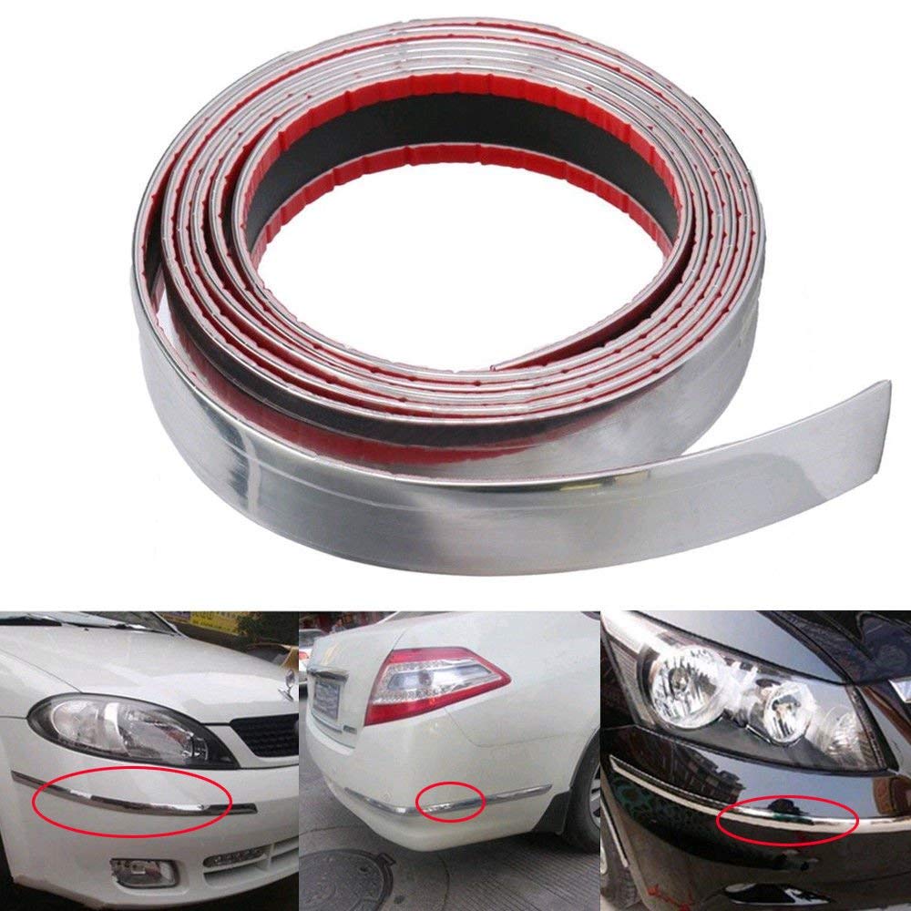 40mm (1.57inc) x 5m (16feet) Chrome Sticky Car Door Edge Scratch Guard Trim Molding Protector Cover U Shape Air Vent Edge Decora