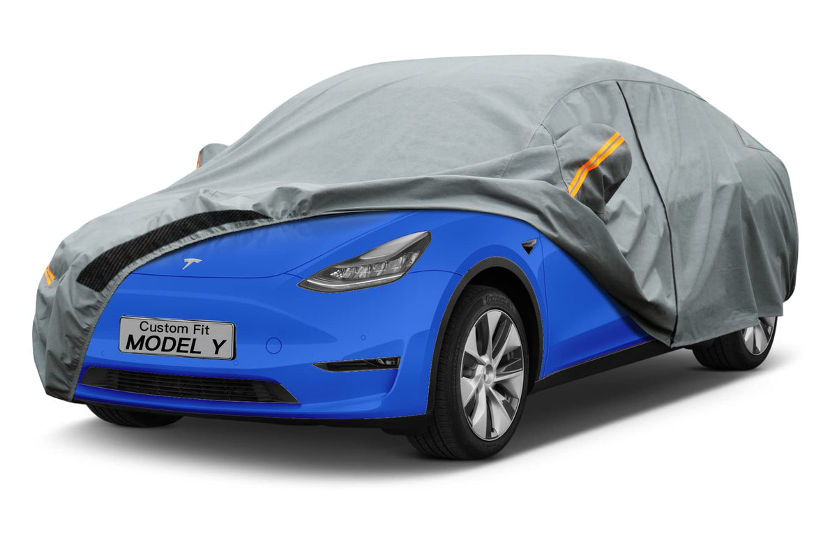Kayme Heavy Duty Car Cover Waterproof All Weather, Custom Fit For Tesla Model Y, Outdoor Suv Cover With Charging Port And Breath