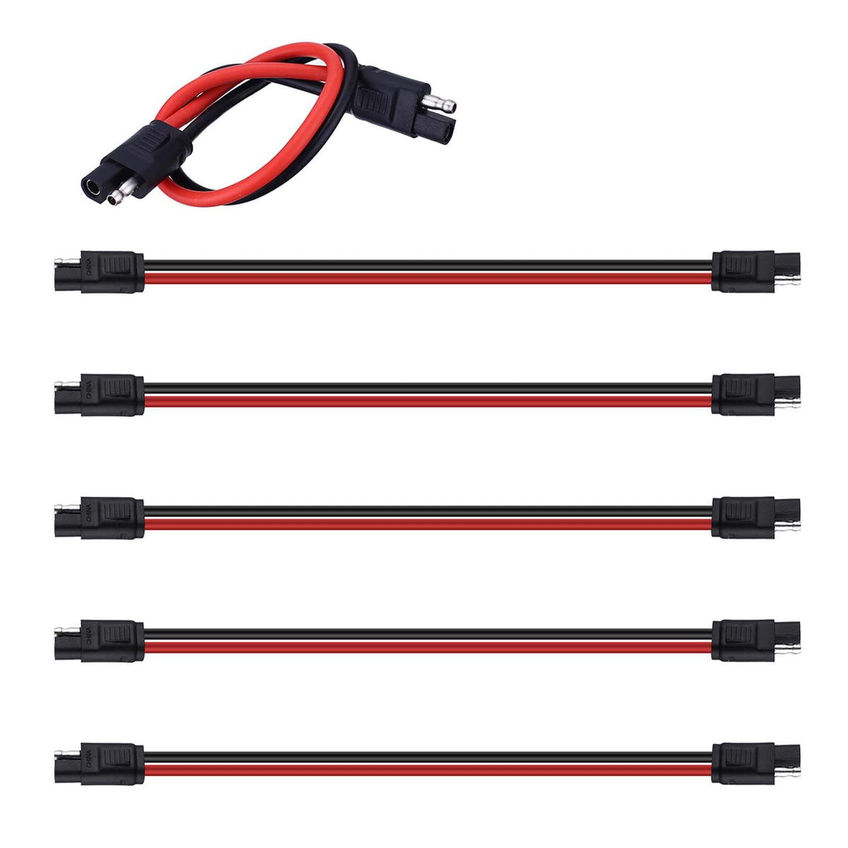 Miady 5-Pack 12'' 10 Gauge 2 Pin Quick Disconnect Audiopipe Polarized Wire Harness, Heavy Duty SAE Connector Bullet Lead Cable, 