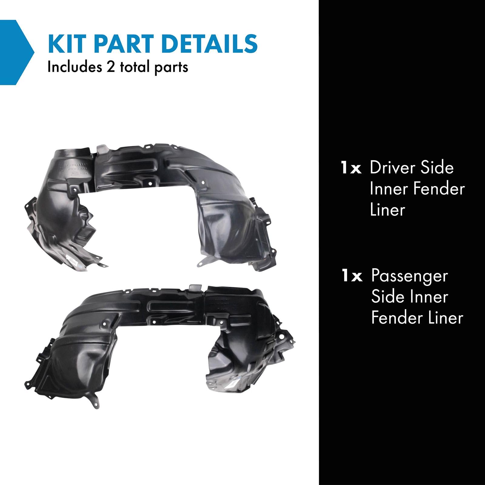 Trq Inner Fender Liner Set Compatible With 2015-2016 Nissan Juke Ni1248124 Ni1248140 Ni1249140