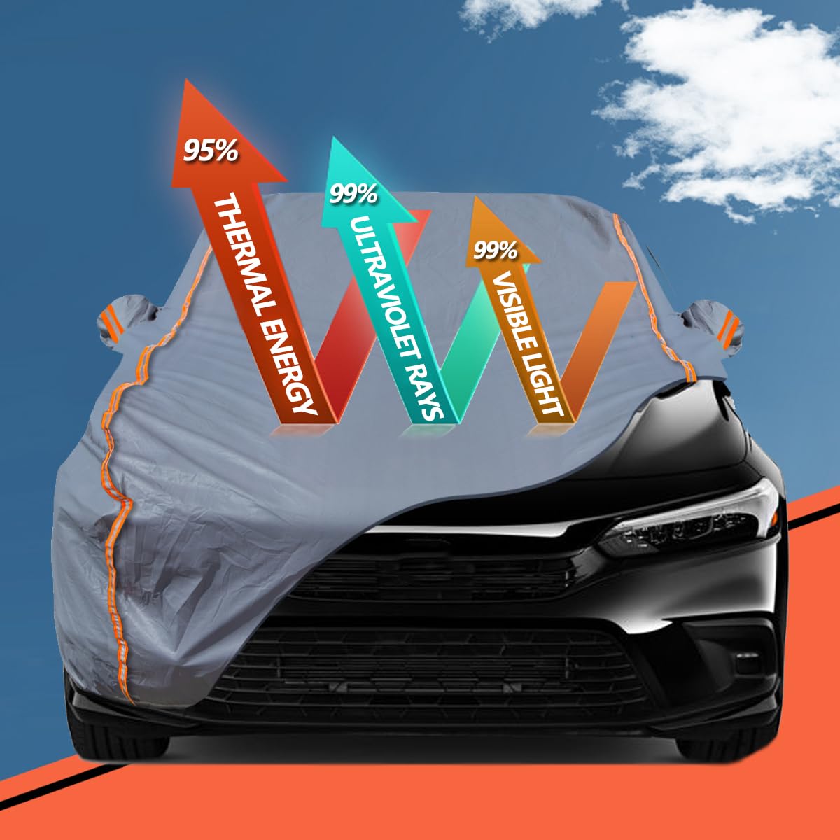 Tucarest 6-Layers Peva Premium Full Car Cover Fit For Suvs Mpv Pickup Sedan Hatchback Rain And Snow Protection, Sun Protection,